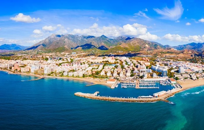 Aerial drone view of Marbella, Málaga