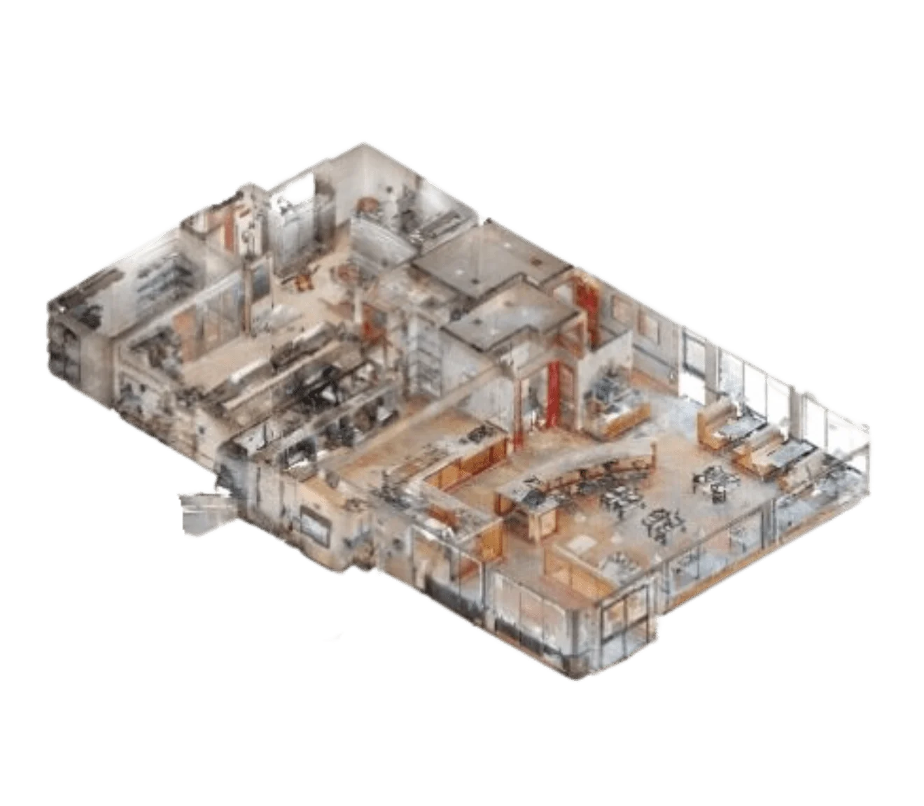 3D model of an interior generated with a laser scanner