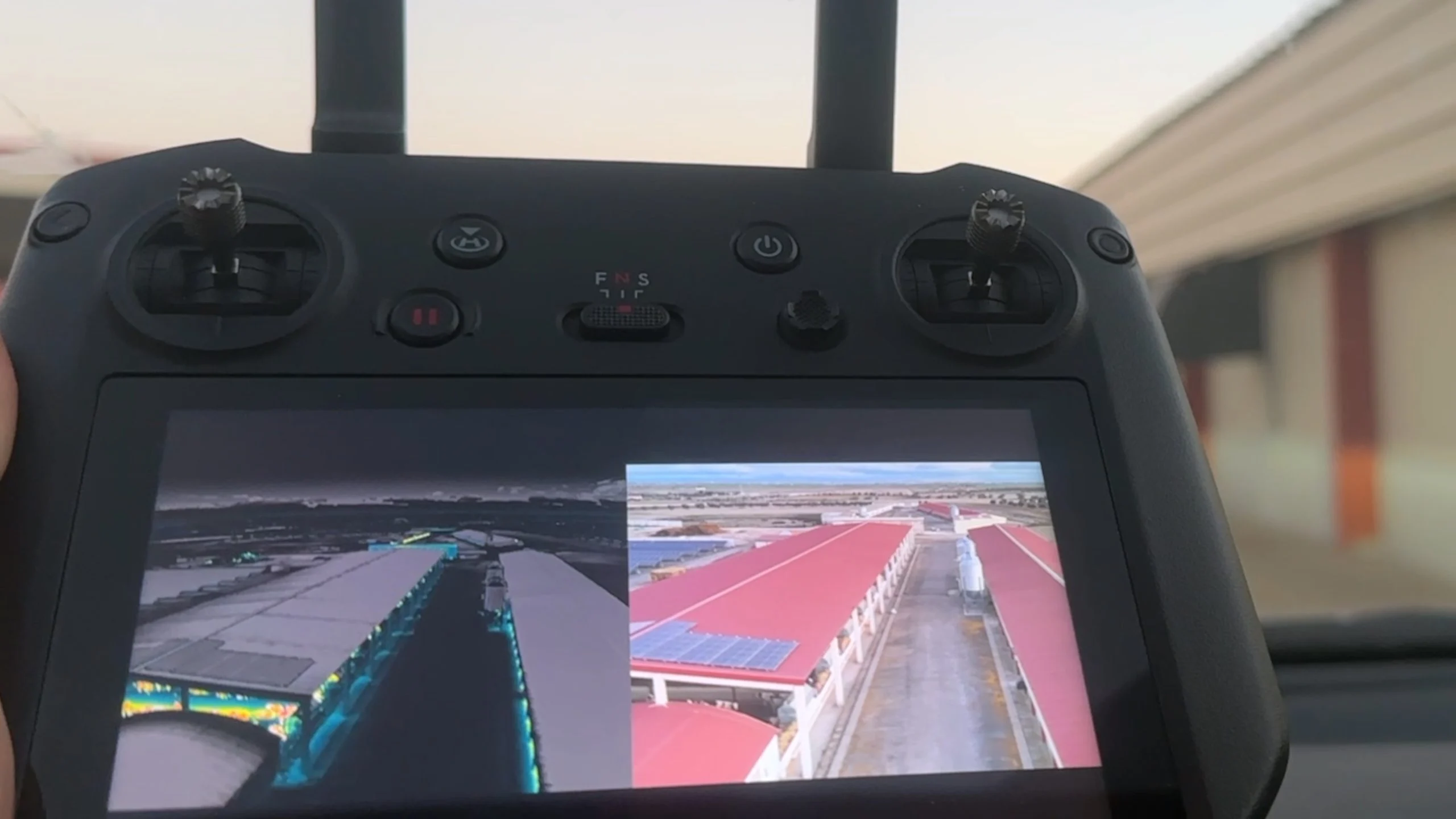 View from a thermal drone camera during an inspection