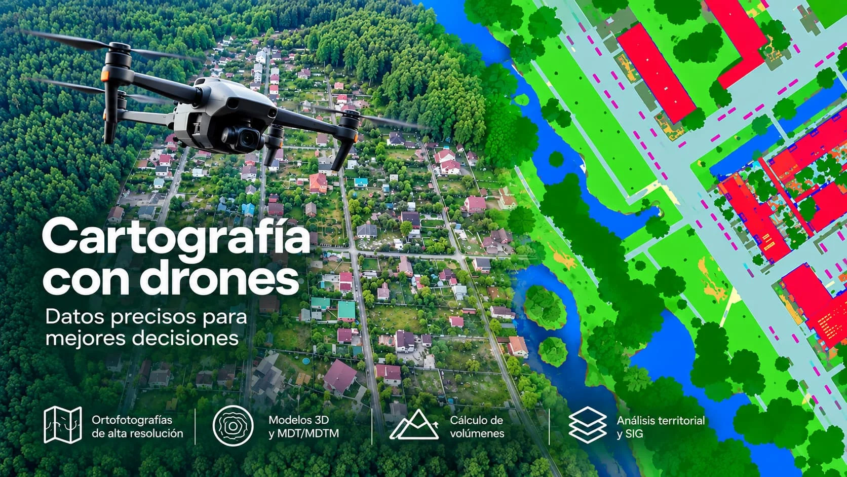 Drone mapping: orthophotos, 3D models and DTMs, volume calculations and GIS land analysis
