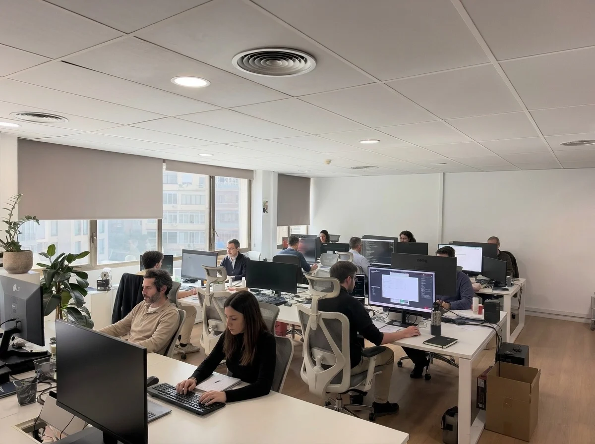 The Droneit team at work in the office