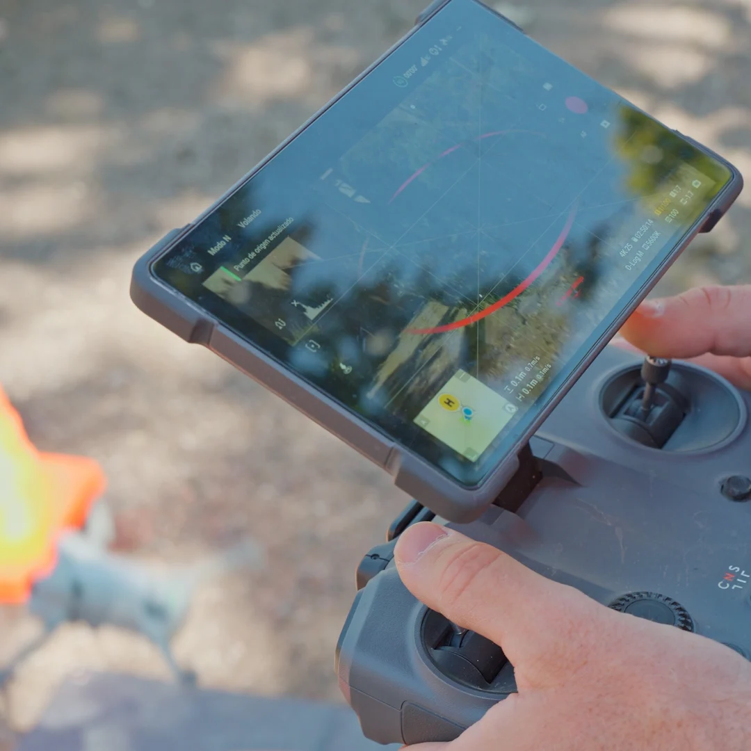 Remote monitoring and control screen for a drone during a safety inspection