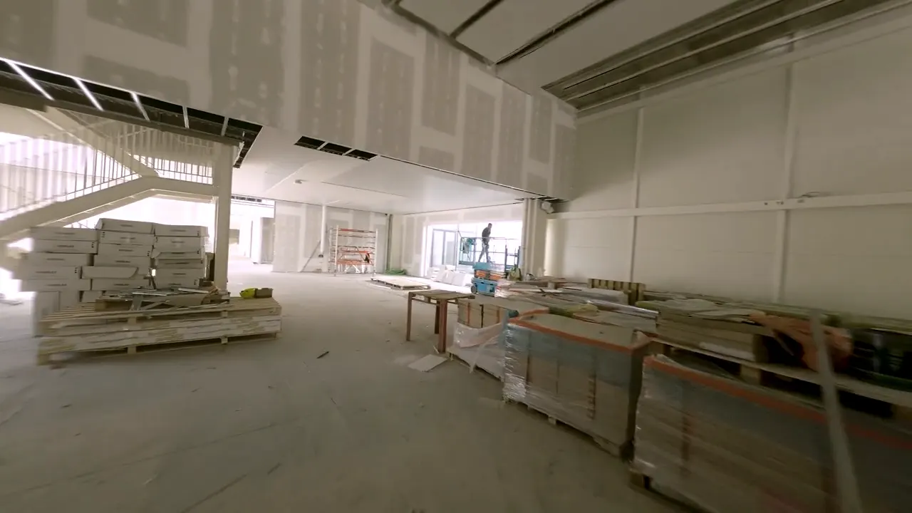 FPV fly-through of an office construction project